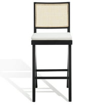 SAFAVIEH Couture Colette Square Mid Back Bar Stool, Black/Natural