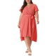 thumbnail image 2 of Vestido de verano de talla grande para mujer Agnes Orinda, bohemio, con cuello en V, manga corta, alto-bajo, vestido midi de playa, naranja y rosa, 2X, 2 of 6
