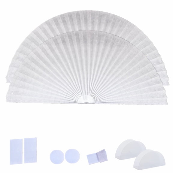 Garayma 2PCS Ripple Shape Arch Window Pleated Blinds Half Circle Window Shades Cordless Non-Woven Self Adhesive Shades Half Moon Round Window Cover Easy to Cut & Install