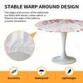 thumbnail image 2 of Elastic Fitted Round Tablecloth, Pink Eucalyptus Leaves Waterproof Stretch Table Cover for 45"-54" Tables, Summer Botanical Watercolor Washable Outdoor Tablecloths for Patio, Picnic, Camping, 2 of 9