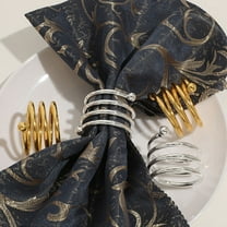 OFFIGAM 8Pcs Fancy Napkin Ring Set for Table Decoration in Golden Metal