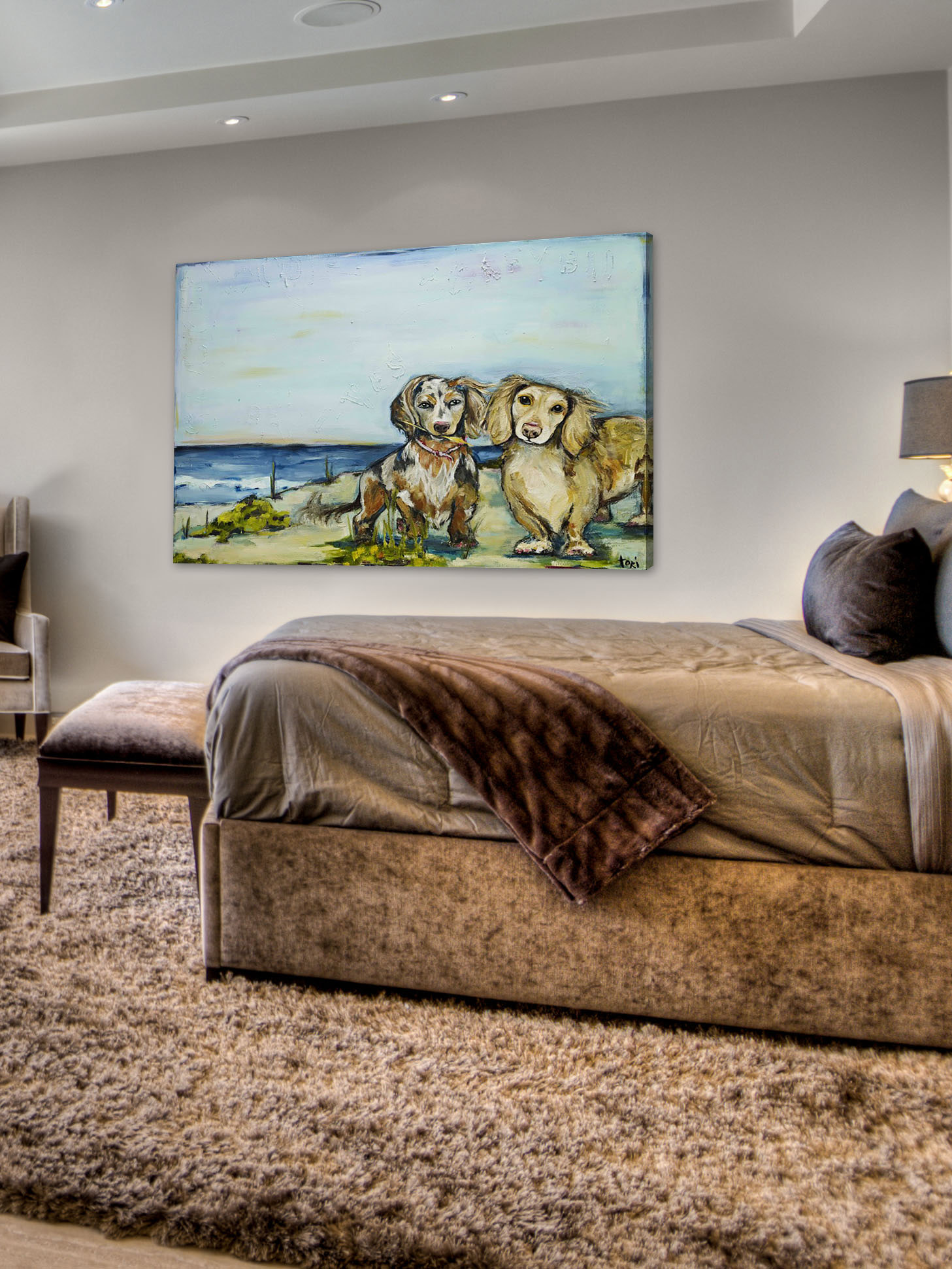 Marmont Hill "Beautiful Dachshunds" by Tori Campisi Painting Print on Canvas