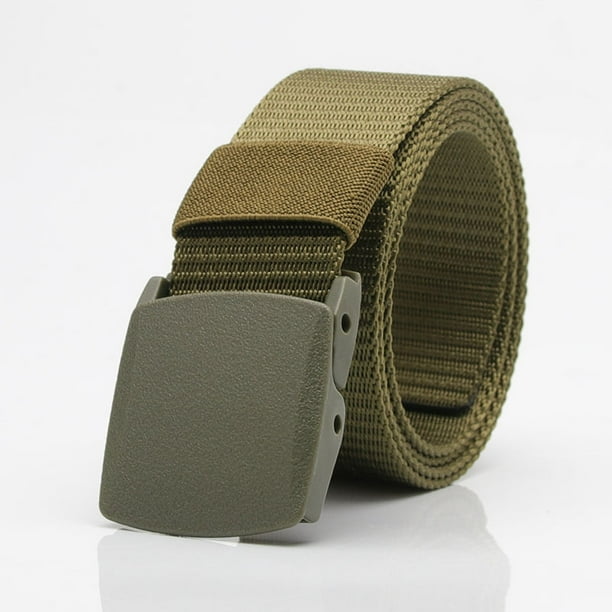Cinturón táctico para exteriores para hombres y mujeres, cinturón de nailon para entrenamiento militar para estudiantes, cinturón de lona con hebilla de plástico transpirable