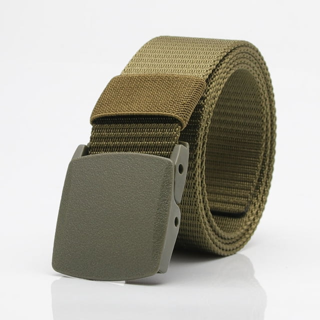 Cinturón táctico para exteriores para hombres y mujeres, cinturón de nailon para entrenamiento militar para estudiantes, cinturón de lona con hebilla de plástico transpirable