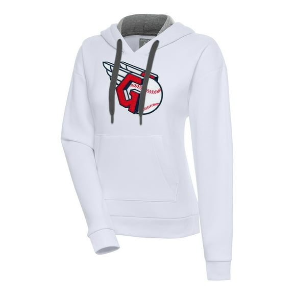 Women's Antigua  White Cleveland Guardians Victory Pullover Hoodie
