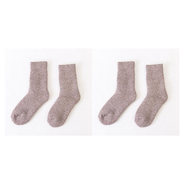 Naiovety Calcetines Cachemira Terry Calcetín Engrosado Sólido Cómodo Casual Equipo Usable Absorbe el sudor Regalo de Navidad Medias Negro Caqui 2piezas