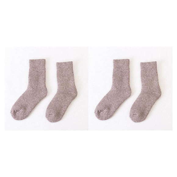 Bewildely Calcetines de lana calcetín engrosado sólido cómodo Casual tripulación usable que absorbe el sudor mujeres hombres regalo de Caqui 2piezas