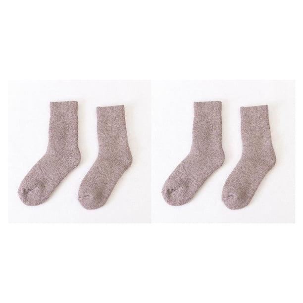 Naiovety Calcetines Cachemira Terry Calcetín Engrosado Sólido Cómodo Casual Equipo Usable Absorbe el sudor Regalo de Navidad Medias Negro Caqui 2piezas