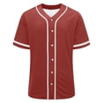 thumbnail image 2 of Hurxie Plain Blank Baseball Jerseys for Men Women Adult Hip Hop Hipster Button Down Shirts Sports Uniforms Outfits Wine,L, 2 of 7