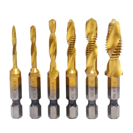 

6pcs Compound Tap High Speed Steel Multifunctional Drill Bits Hexagon Handle