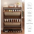 thumbnail image 4 of YYEAN Freestanding Shoe Organizer with 2 Flip Drawer Doors, Entryway & Closet Shoe Storage, Linen Doors, Walnut, 4 of 10