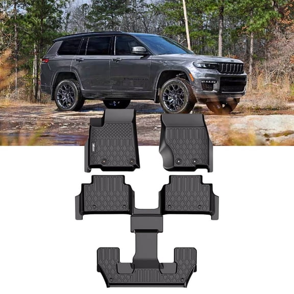 Nilight TPE Floor Mats for Jeep Grand Cherokee L (6-Passenger Without Center Console) 2021 2022 2023 2024 2025 All Weather Custom Fit Heavy Duty Floor Liners