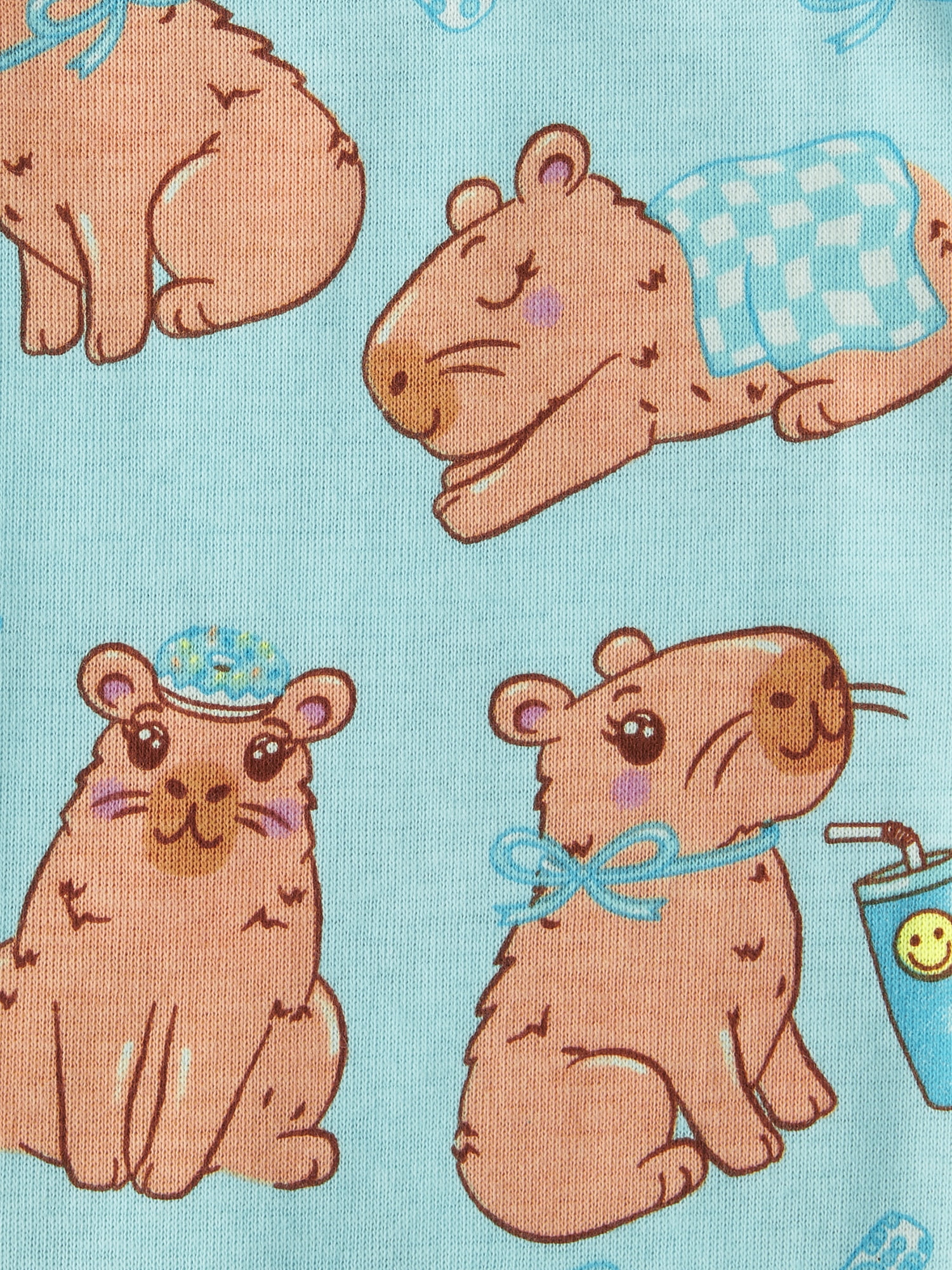 The Children's Place Girls Short Sleeve Capybara Print Snug Fit Cotton Pajamas, Sizes 4-16