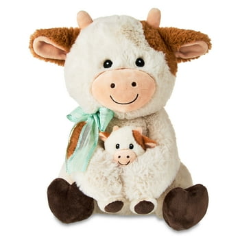 Mother's Day Mommy and Me Cow Plush, 13", by Way To Celebrate,assembled product height 13.5inch, for 3 Year and up