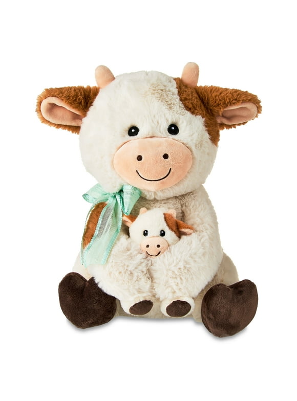 Mother's Day Mommy and Me Cow Plush, 13", by Way To Celebrate,assembled product height 13.5inch, for 3 Year and up