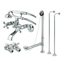 Kingston Brass CCK265C Vintage Wall Mount Clawfoot Tub Faucet Package with Supply Line, Hand Shower and Tub Drain, Polished Chrome