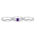 thumbnail image 7 of Three Piece Round Wedding Ring Amethyst CZ 925 Sterling Silver Size 4, 7 of 7