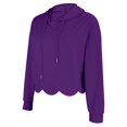 thumbnail image 6 of Cropped Hoodie Women Casual Elegant Cute Scalloped Hem Crop Sweatshirts Long Sleeve Drawstring Pullover 2026 Fall Soft Lightweight Hooded Tops Daily Travel Outfits, Purple M, 6 of 9