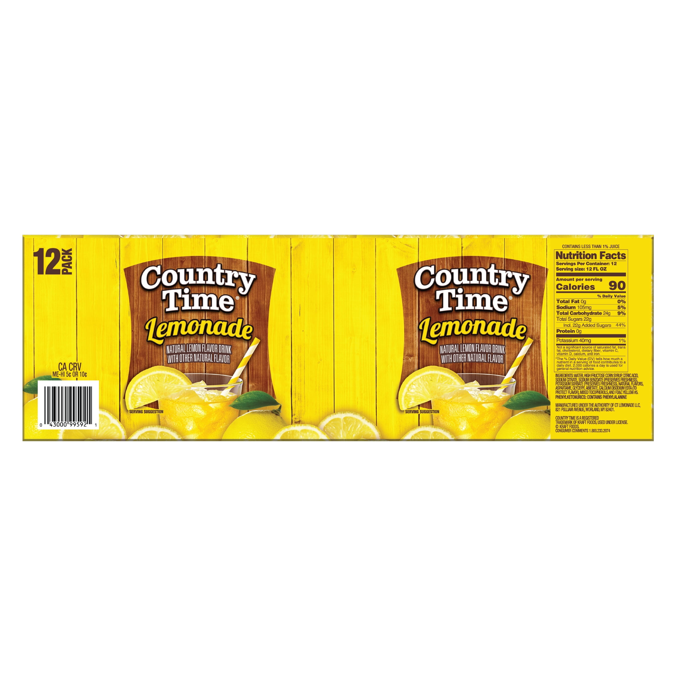 Country Time Lemonade Soda Pop, 12 fl oz, 12 Pack Cans, Gluten-free