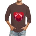 thumbnail image 2 of Jinhomg Mens Valentines Day T-Shirts Novelty Funny Heart Graphic Holiday Tees Big and Tall Comfy 3/4 Sleeve Crew Neck Tops Fashion Gifts Fall Saving Brown XXXXXL, 2 of 6