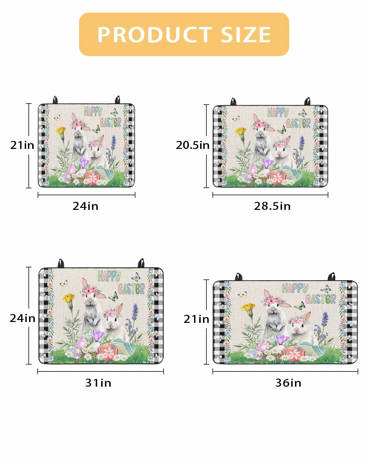 Large Induction Cooktop Protector Mat Easter Stove Top Covers for Electric Stove, Country Rabbits Eggs Floral Leaves Butterfly Plaid Decorative Stove Burner Cover Mats, Glass Top Stove Cover