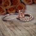 thumbnail image 3 of 2.75 Carat 8x6mm Oval Cut Morganite Diamond Moissanite Trio Ring Set with 1 Engagement Ring and 2 Wedding Bands with 18k Gold Plating, 3 of 4