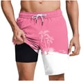 thumbnail image 3 of Thousandth Men's Swim Trunks with Compression Liner Casual Drawstring Quick Dry Shorts Classic Fit Tropical Beach Print Board Shorts Bathing Suits for Surfing, 3 of 9