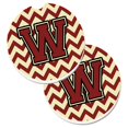 thumbnail image 1 of Letter W Chevron Maroon & Gold Set of 2 Cup Holder Car Coaster, 1 of 1