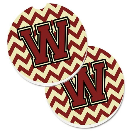

Letter W Chevron Maroon & Gold Set of 2 Cup Holder Car Coaster
