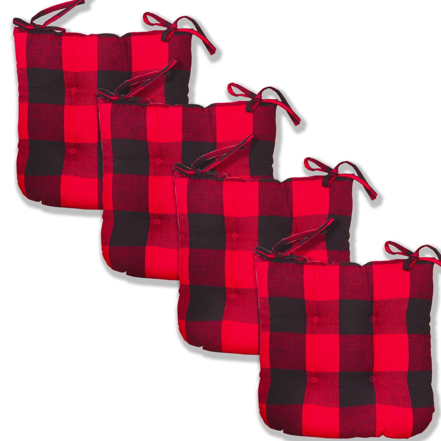 Fabstyles Buffalo Check Chair Pad with 100% Tufted Cotton Cover