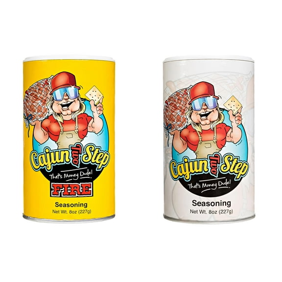 Cajun Two Step Seasoning Variety Bundle - 2 Pack, Original & Fire Spice Blends for Authentic Creole Louisiana Cuisine