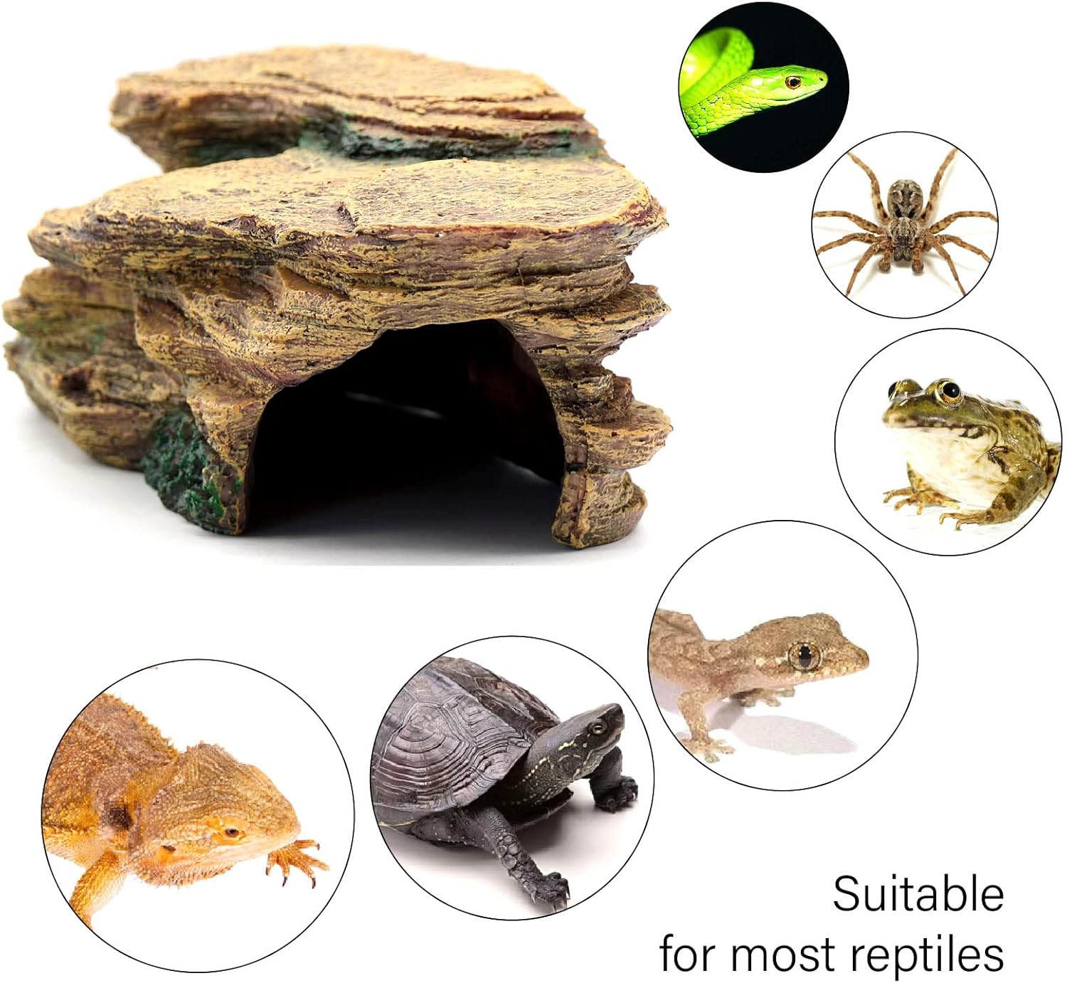 Turtle Basking Platform Shale Scape Step Ledge, Reptile Cave Hideout Tank Accessories Decorations for Reptiles, Amphibians, Leopard Gecko, Bearded Dragons, Lizard, Frogs