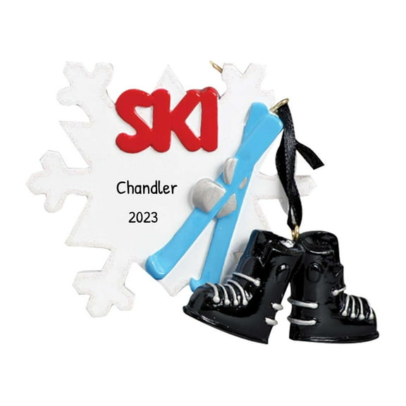 Personalized Skier Ornament - Winter Olympics Decorations, Ski Ornaments for Christmas Tree, Skiing Ornaments for Christmas Tree, I Love Skiing Gifts - Ski Snowflake - Free Customization