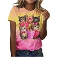 thumbnail image 5 of qucoqpe Women's Valentine's Day T-Shirts Fashion Casual Gifts Love Heart Printed Crewneck Short Sleeve Loose Blouse Tops for Women, 5 of 5