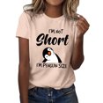 thumbnail image 1 of Gibobby Playera Corte clásico para Mujer Camiseta manga corta con cuello redondo y estampado letras dibujos animados para mujer, camisetas informales tipo t(Beige,CH), 1 of 4