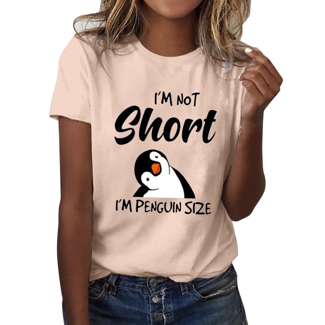 Gibobby Playera Corte clásico para Mujer Camiseta manga corta con cuello redondo y estampado letras dibujos animados para mujer, camisetas informales tipo t(Beige,CH)