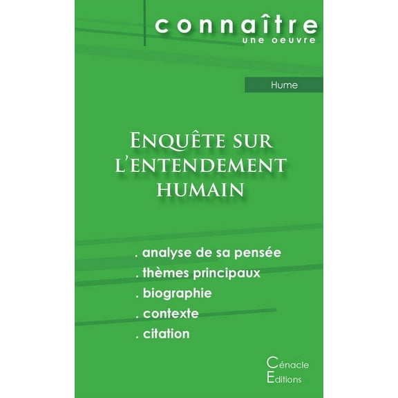 Fiche de lecture Enquête sur l'entendement humain de David Hume (analyse littéraire de référence et résumé complet) (Paperback)