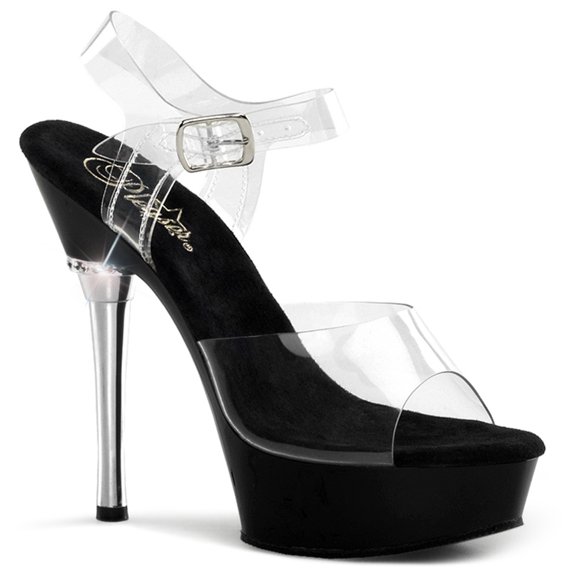 5 1/2" Stiletto Heel P/F Sandal - Clr/Blk, 10