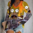 thumbnail image 2 of Simpsons Womens T Shirts V Neck Long Sleeve Tops Causal Loose Summer T-Shirts XL, 2 of 7