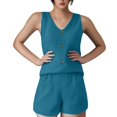 thumbnail image 2 of Pyhlmscde Two Piece Outfits for Women 2025 V Neck Vest And Shorts Loose Casual Two Pieces Set, Summer Rompers for Women 2025, 2Piece Set Outfit for Women Summer, Piece Sets Summer Dressy, 2 of 6