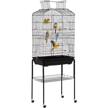 64-inch Play Open Top Medium Small Bird Cage with Detachable Rolling Stand for Parrot Lovebirds Finches Canaries Parakeets Cockatiels Budgie Parrotlet Conures