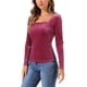 thumbnail image 4 of TOP DE VELVET INSPIRADOR CHIC PARA MUJERES CUELLO CUADRADO MANGA LARGA BLUSA S ROSA FUERTE, 4 of 6