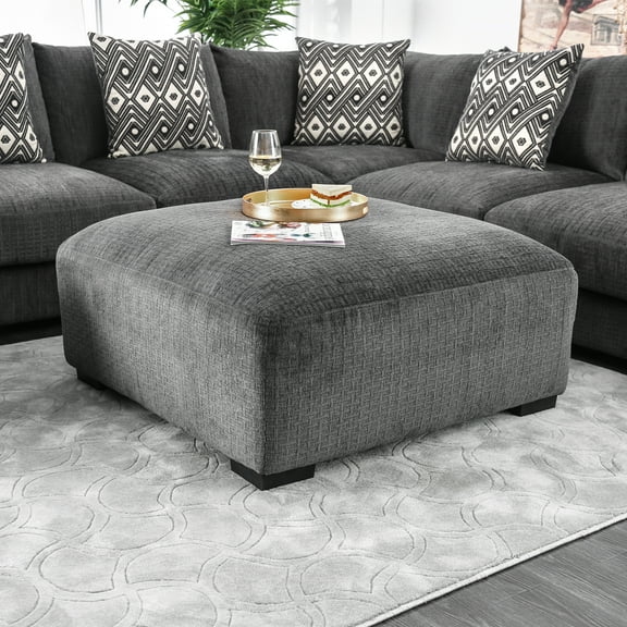 Furniture of America Contemporary Fabric Kayla Ottoman, Gray