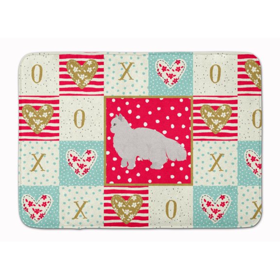 White Persian Traditional Cat Love Machine Washable Memory Foam Mat