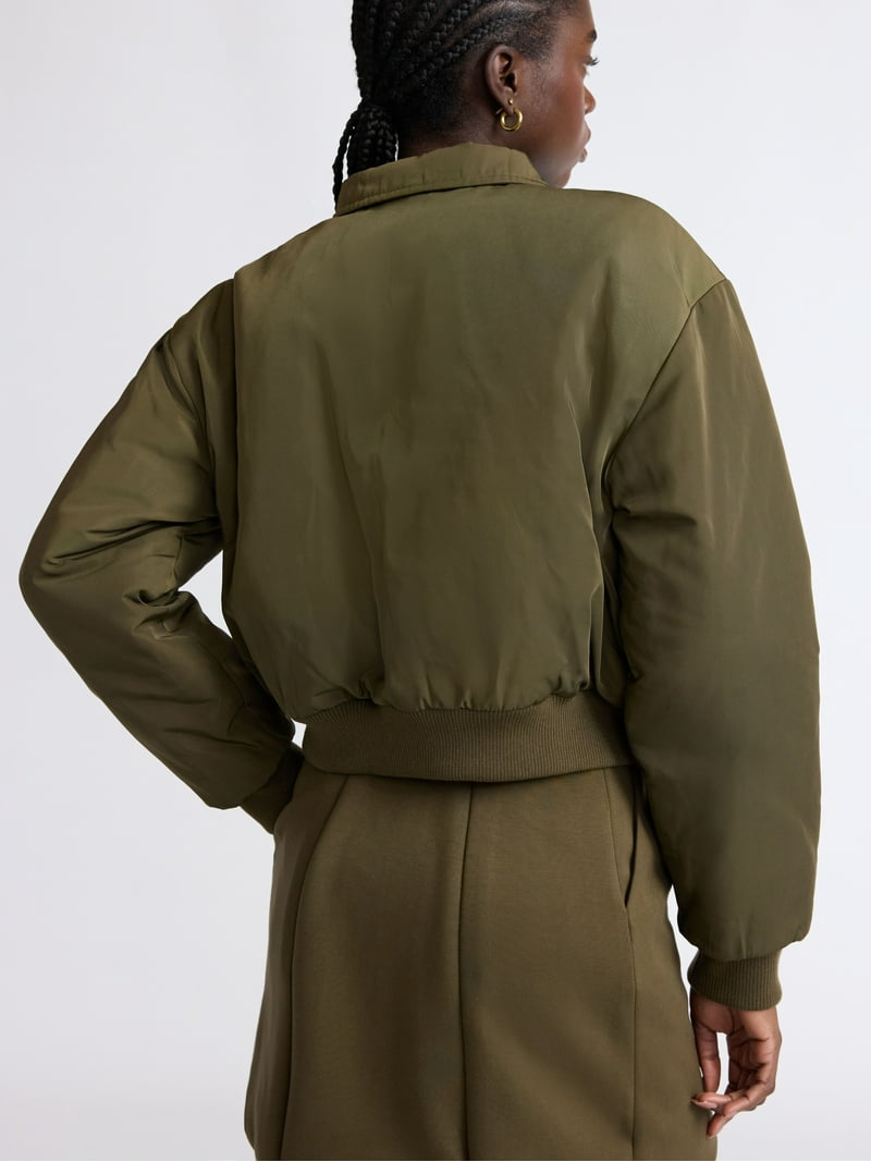 Scoop Women's Cropped Bomber Jacket, Midweight, Sizes XS-XXL