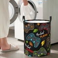 thumbnail image 4 of Lsque Play Game3 pattern Laundry Hamper Basket, Tall Woven Rope Hamper Basket for Clothes, Lightweight Storage Basket, Collapsible Waterproof-Medium, 4 of 8