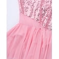 thumbnail image 5 of YONGHS Kids Girls Sequins Lyrical Contemporary Dance Dress Gymnastic Skirted Leotard Pink 14, 5 of 6