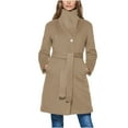 thumbnail image 3 of RRMuAzgs Women's Notch Lapel Collar Coat Solid Color Button Down Wool Coats Long Sleeve Casual Fall Winter Long Overcoat with Belt, 3 of 9