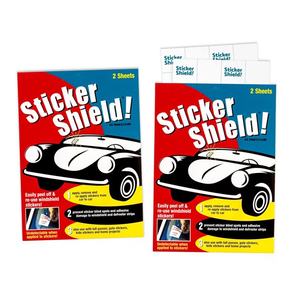 Aplicador de pegatinas para parabrisas STICKER SHIELD de 4 x 6 pulgadas, 2 paquetes