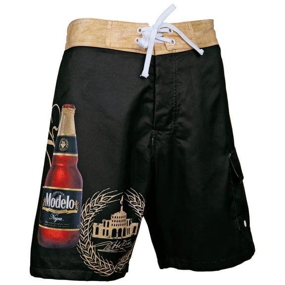 Negra Modelo 837653-large Modelo Negra Beer That Defies Expectations Swim Shorts, Black & Tan - Large